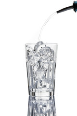 Fresh water in glass, isolated on white