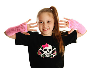 Portrait of a young girl with punk gloves