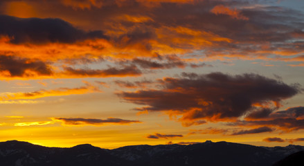 Lake Tahoe, Mountain Sunset with dramatic sky
