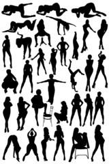 Different silhouettes of the women