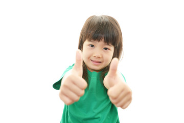 ガッツポーズの女の子