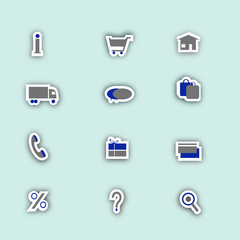 Online shopping icons collage