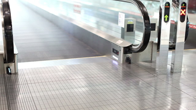 Escalator walkway in airport