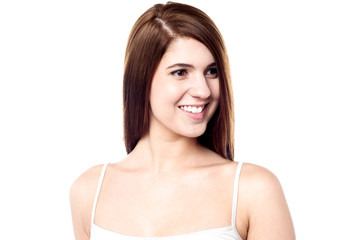 Attractive caucasian female model looking away