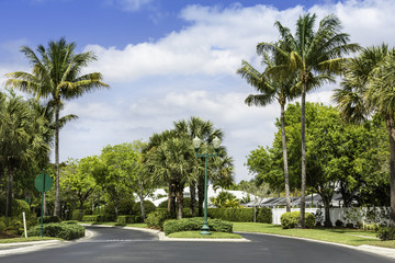 Traditional community road in Naples, Florida