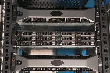 Front view of a powerful computer server