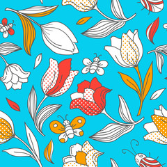 Summer pattern with tulips