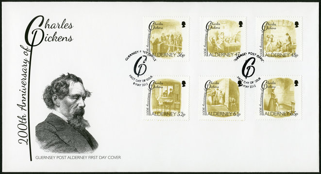 ALDERNEY - 2012: shows Charles Dickens (1812-1870)