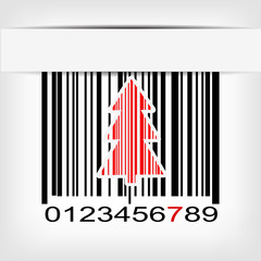 Abstract green Christmas tree barcode background