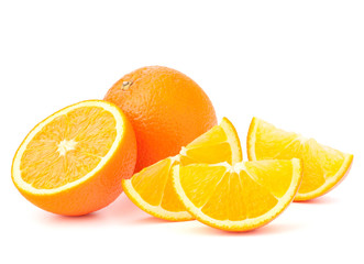 Whole orange fruit and his segments or cantles