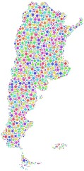 Map of Argentina in a mosaic of harlequin circles