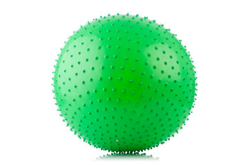 Green exercise ball isolated on white