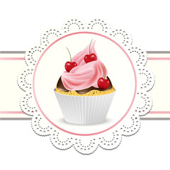 Cupcake with  pink cream
