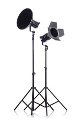 Studio light stand isolated on the white