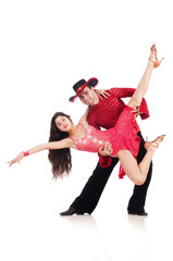 Pair of dancers isolated on the white