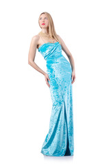 Naklejka premium Fashion concept with tall model on white
