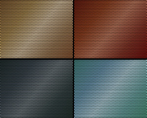 A set of metal backgrounds of perforated metal