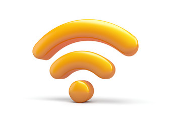 Wireless network symbol  Wi-fi isolated 3d icon.