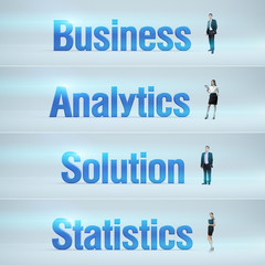 Business, Analytics, Solution, Statistics : pack of banners.