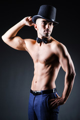 Half naked dancer in studio shooting