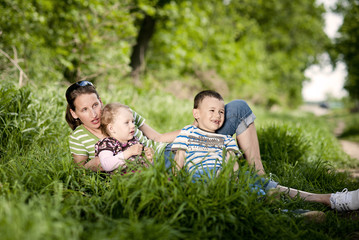 Fototapeta premium Mother with children