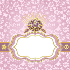 Spring pink-gold easter frame