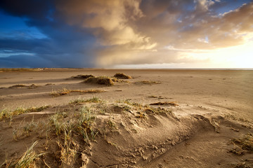 sand beach and dramatic sky