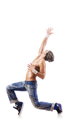 Naklejka premium Dancer dancing dances isolated on white