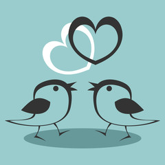 Two cute birds in love