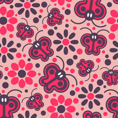 Seamless pattern with butterflies and flowers
