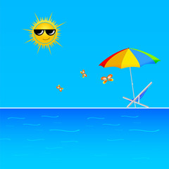 Fototapeta na wymiar beach with butterfly vector illustration