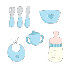 Baby boy feeding set