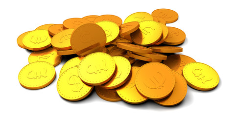Gold coins isolated