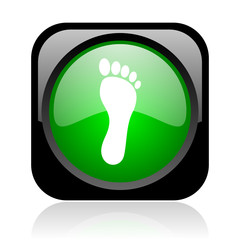 footprint black and green square web glossy icon