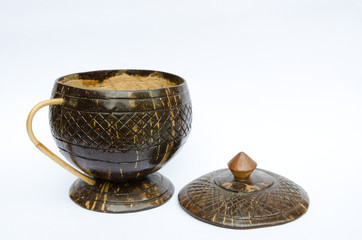 Coffee cup made ​​of coconut shell