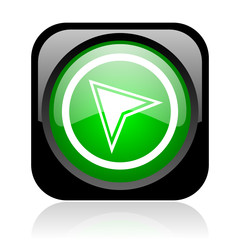 navigation black and green square web glossy icon