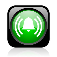 alarm black and green square web glossy icon