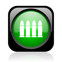 ammunition black and green square web glossy icon