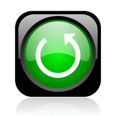 rotate black and green square web glossy icon