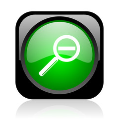 magnification black and green square web glossy icon