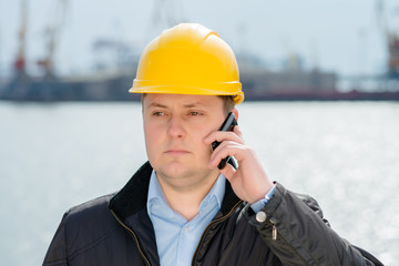 engineer on cellphone