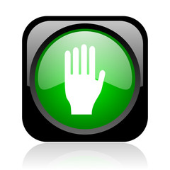 stop black and green square web glossy icon