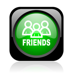 friends black and green square web glossy icon