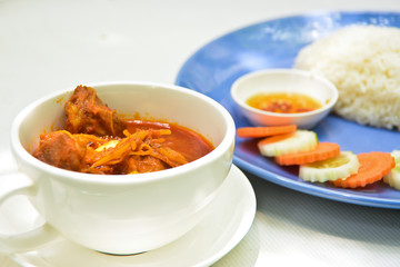 Curry with rice and slice carrot