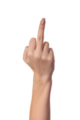 Hand is showing a fig sign isolated on white