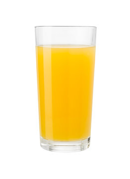Orange juice in glass isolated on white with clipping path inclu