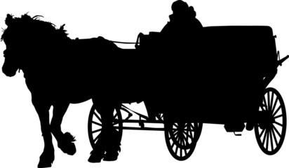 silhouette of a horse put to a cart