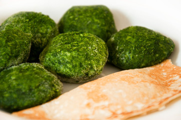 épinards et crèpe