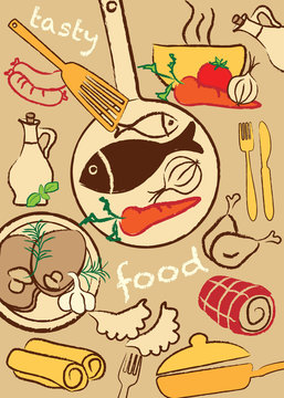 Set food, vector illustration