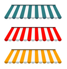 Colorful set of striped awnings - obrazy, fototapety, plakaty